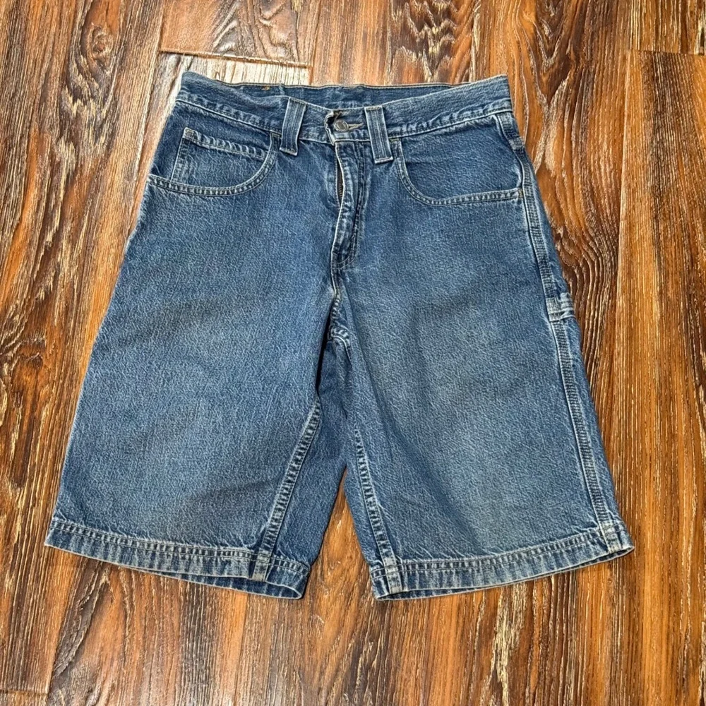 Levis Kids Size 14 Regular Carpenter Denim Shorts Blue Medium Wash - STAIN